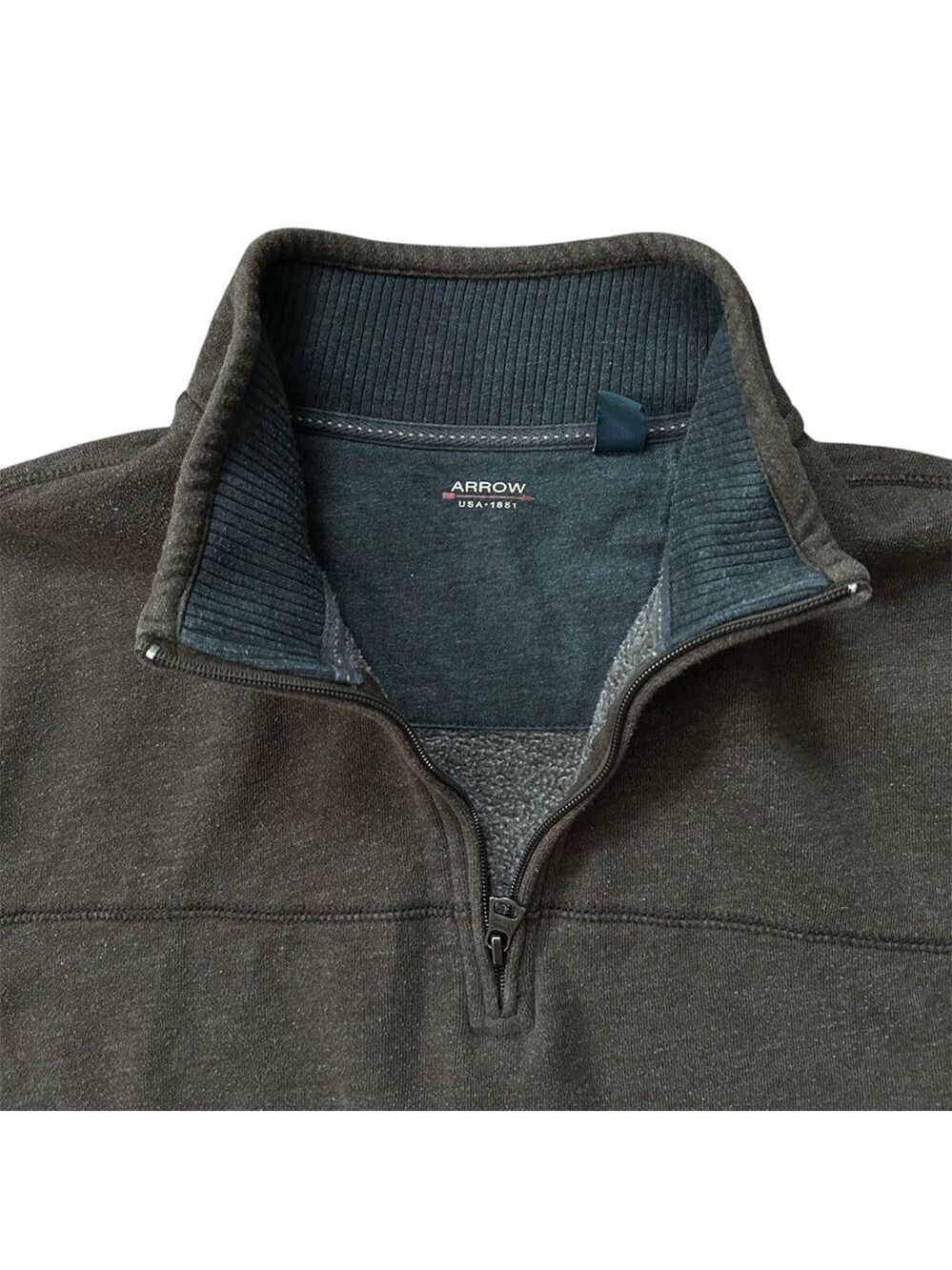 Arrow Men's Saranac Classic Fit Fleece Quarter Zip Pullover Brown Size XL - Picture 3 of 9